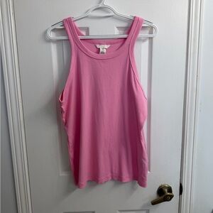 H&M Bubblegum Pink Ribbed Tank Top Women's XXL Cotton Stretch Y2K Summer Basic